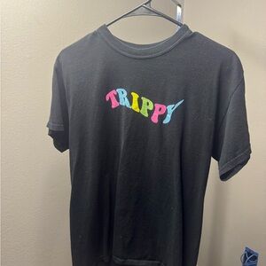Trippy Black Tee with Multicolor Logo